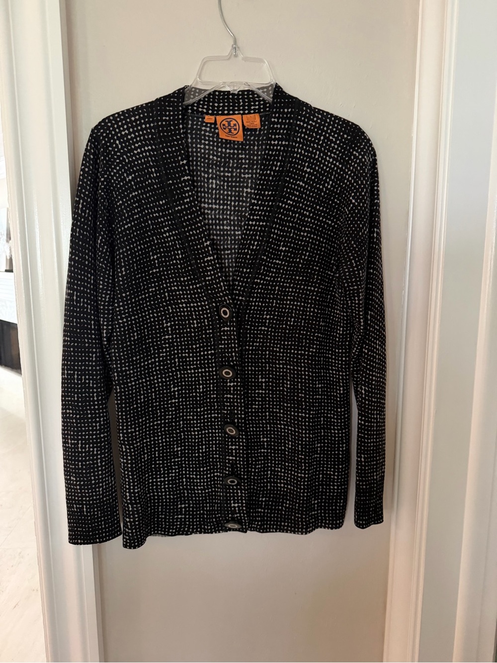Tory Burch Black & White  Knit Cardigan